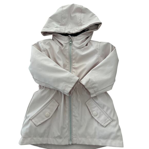 C&C California Black and Cream Patterned Fleece lined rain coat Sz 18M - Picture 1 of 5